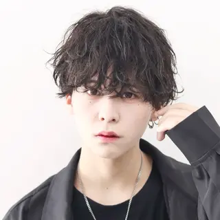ミディアム カラー パーマ メンズ シースルーマッシュ/ メンズ/KYOHEIのヘアスタイル
