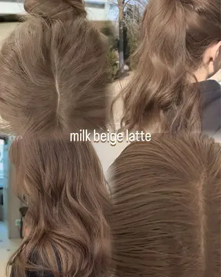 セミロング カラー 🥞ベージュ系カラー 【すずきりほ】🥞のヘアスタイル