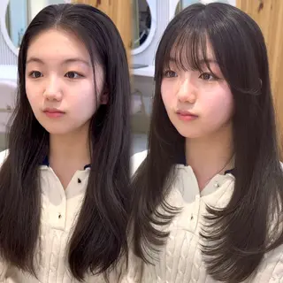 セミロング 似合わせレイヤー/ 透明感カラーのヘアスタイル