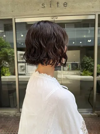 ミディアム カラー パーマ 表参道/赤み無し 透明感 colorのヘアスタイル