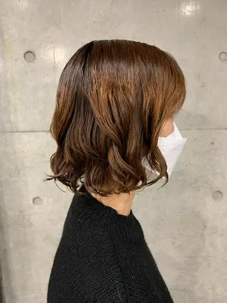 ミディアム パーマ ボブパーマコテ巻き風 パーマNo1深江秀平のヘアスタイル