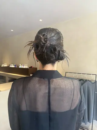 ヘアアレンジ ボブ/タイトアレンジ 個性派結婚式アレンジのヘアスタイル