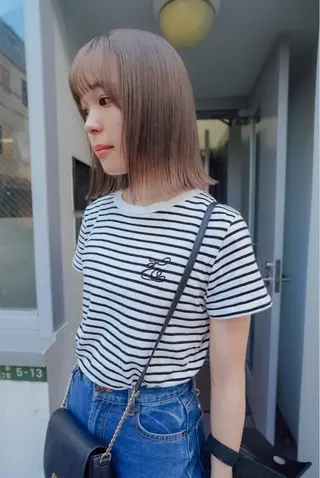 ミディアム カラー 前田 陽南子のヘアスタイル