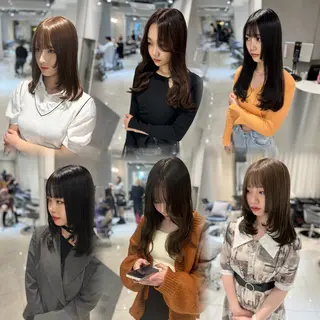 セミロング カラー ハッシュカット レイヤー池袋のヘアスタイル