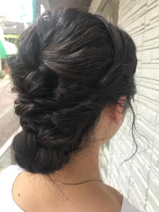 セミロング ヘアアレンジ 暖色カラー🍊 ボブ🌿顔周りcutのヘアスタイル