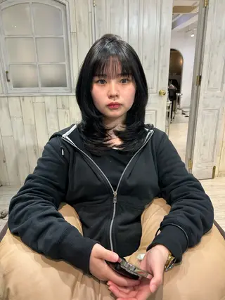 ミディアム グランジフェミニン 🪽比内千聖のヘアスタイル