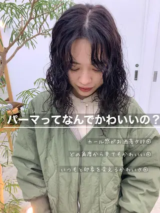 ミディアム カラー パーマ SALOWIN 名古屋所属・パーマ特化美容師 /丹羽舜太のヘアスタイル