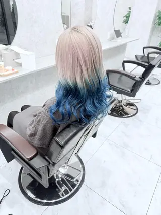 ロング カラー 🌈派手髪ハイトーン 🌈鈴木亮太🌈のヘアスタイル