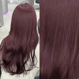 ロング カラー 💗愛され暖色💗 ピンク/レッド💗のヘアスタイル