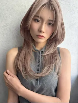 ロング カラー 韓国ヘア×髪質改善 縮毛矯正のヘアスタイル