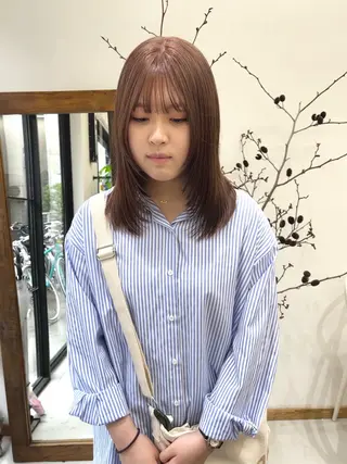 ミディアム カラー ヘアアレンジ esu西梅田所属・ena/ブリーチなし 透明感・レイヤー🎀のヘアスタイル