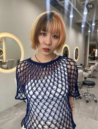 ショート カラー tomu/大名/艶髪 髪質改善/透明感のヘアスタイル