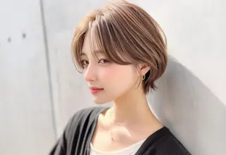 ショート 切りっぱなしボブ× 透明感カラー 原田のヘアスタイル