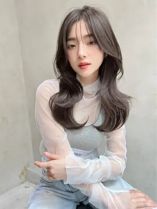 セミロング カラー Ameri/髪質改善 /韓国ヘア🇰🇷のヘアスタイル