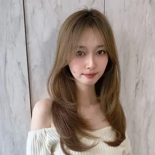 ロング カラー パーマ ヘアアレンジ メンズ キッズ 新宿/小顔レイヤー/ 顔まわり/西慶太朗のヘアスタイル