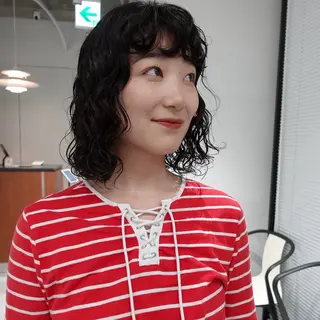 ミディアム パーマ ヘアアレンジ 🌐サトウ リョウ🌐のヘアスタイル