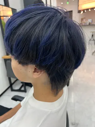 メンズ ダブルカラー寒色系 ボリューム改善ハヤトのヘアスタイル
