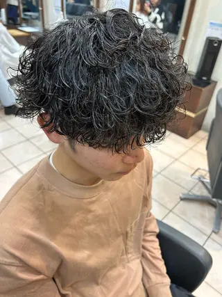 ミディアム パーマ メンズ 大阪/梅田/シャドウ パーマ/ノボリユウタのヘアスタイル