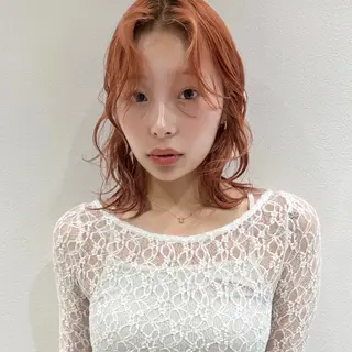 ミディアム カラー 🍊暖色×顔周り 🍊cocoroのヘアスタイル