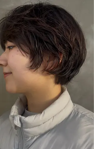 ショート カラー パーマ デザインカット/ パーマ/nanaのヘアスタイル