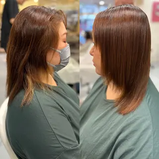 セミロング パーマ 髪質改善/縮毛矯正 /ブリーチ矯正/岡部のヘアスタイル