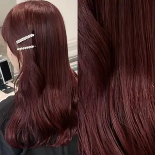 ロング カラー 💗愛され暖色💗 ピンク/レッド💗のヘアスタイル