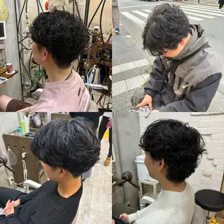 ショート パーマ メンズ メンズ/ヘアセット/ 顔周りレイヤー/💶のヘアスタイル