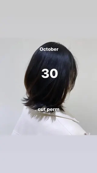 ミディアム パーマ 山崎 航のヘアスタイル