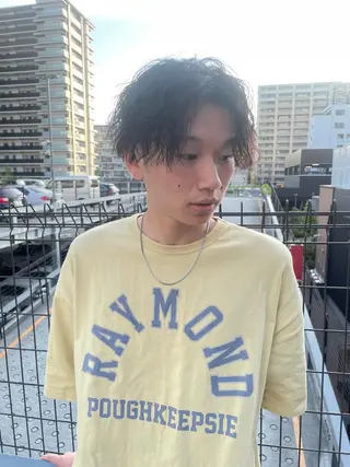 ミディアム パーマ メンズ メンズヘア特化 崎田 成人のヘアスタイル