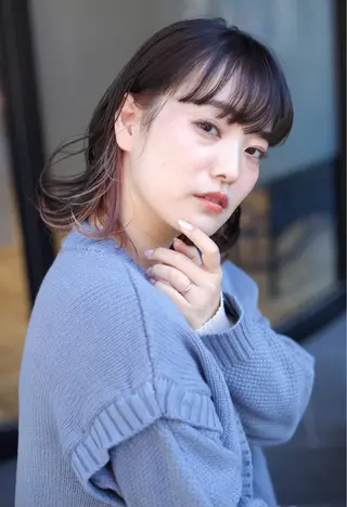 ミディアム カラー ﾊｲﾄｰﾝ/ｶﾗｰ/ 用賀/稲若健太郎のヘアスタイル