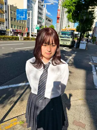 ミディアム カラー 高橋 みく/ minim 暖色のヘアスタイル