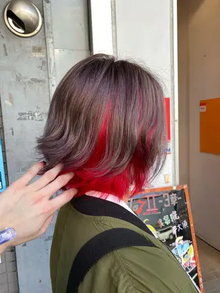 ミディアム ゆぴ☾‪/推しカラー /ハイトーンのヘアスタイル