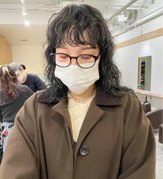 ミディアム パーマ 森貴裕/ベージュ/ パーマ/オリーブのヘアスタイル