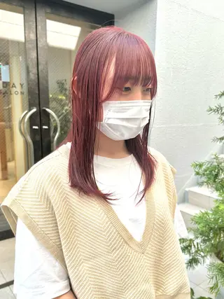 ミディアム カラー ササキカズマ〻透明感 〻色落ち〻赤み消しのヘアスタイル