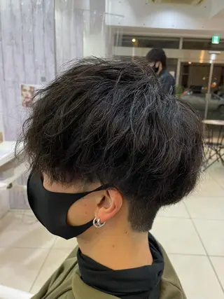 ショート パーマ メンズ 髪質改善× ハイライト溝江のヘアスタイル