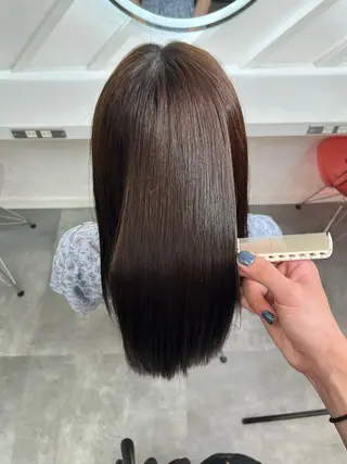 ミディアム 山崎/ボブ縮毛矯正 レイヤー髪質改善のヘアスタイル