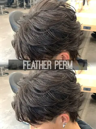 パーマ メンズ センターパート/フェ ザー🔥SHUYAのヘアスタイル