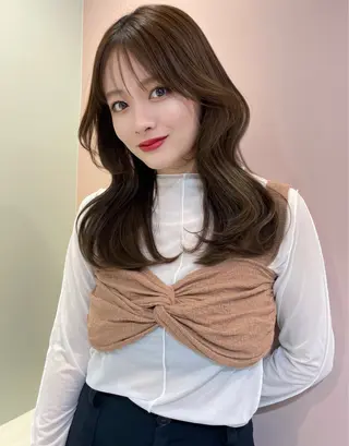 ミディアム カラー ヘアアレンジ レイヤー縮毛矯正 ささきすずね💗のヘアスタイル