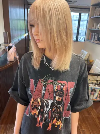 ミディアム カラー 髪質改善ｶﾗｰ ｹｱﾌﾞﾘｰﾁ/ﾀﾑのヘアスタイル