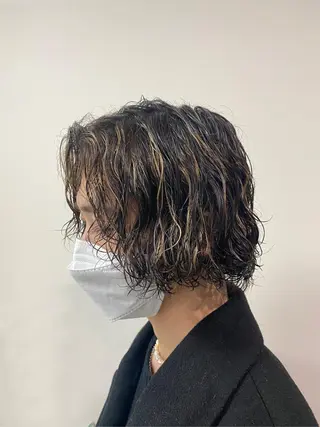 ミディアム パーマ メンズ 🌴パーマオタク🌴 長谷川　諒佑🌈のヘアスタイル
