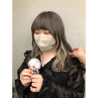 セミロング カラー 推しカラー✨ オタク美容師ユウカのヘアスタイル