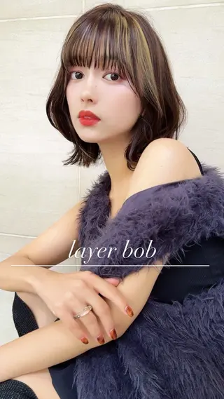 ミディアム カラー レイヤー❣️縮毛矯正 川村利幸のヘアスタイル