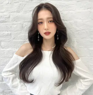 ロング カラー 韓国ヘア♡ 顔まわりカットayaのヘアスタイル
