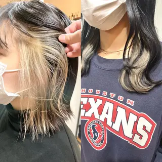 ミディアム カラー ⭐ハイトーンブリーチ ミルクティーピンクのヘアスタイル