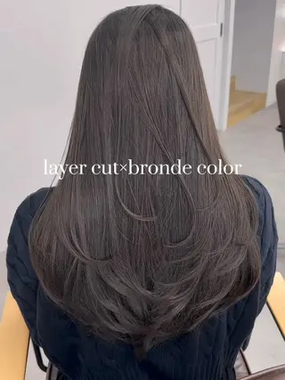 セミロング カラー 日本一の小顔カット/ ボブ/顔周り/韓国のヘアスタイル