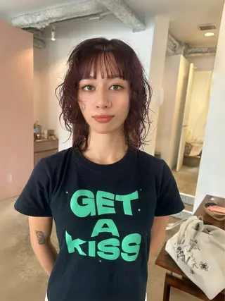 セミロング パーマ ヘアアレンジ 🎀suzuna 透明感colorのヘアスタイル