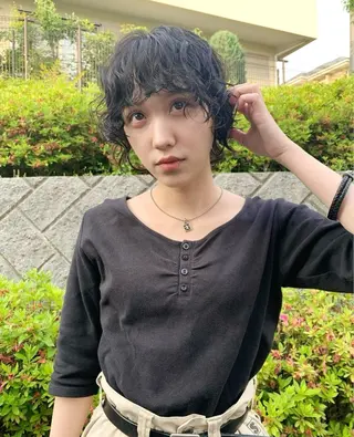 ショート パーマ ヘアアレンジ 丸山渉/パーマ エフェクトブリーチのヘアスタイル