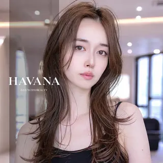 ロング カラー １HAVANA.渋谷 【レイヤー/韓国】のヘアスタイル