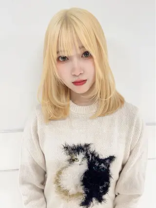 ミディアム カラー りおな/エクステ /ミルクティーカラーのヘアスタイル