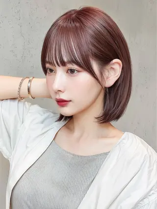 ショート カラー 莉乃/縮毛矯正/髪質 改善/艶カラーのヘアスタイル